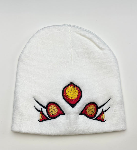 Embroidered Summoning Fox Demon Beanie, Thick Knit Slouch, Mythology, Anime Themed