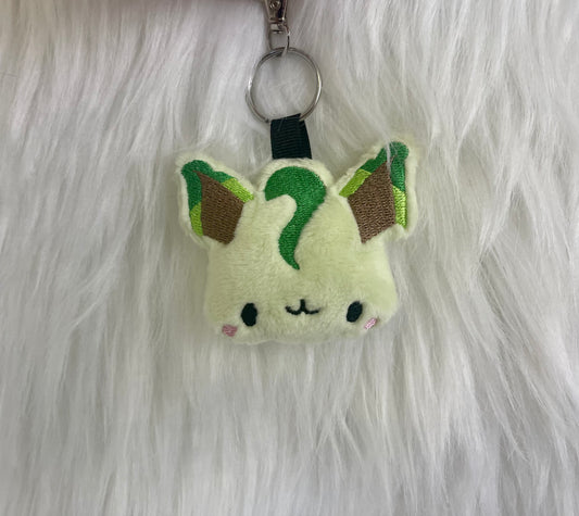 Grass Fox Plush Keychain, Shiny, Animal Monsters, Handmade Plushie Keychain, Made to Order