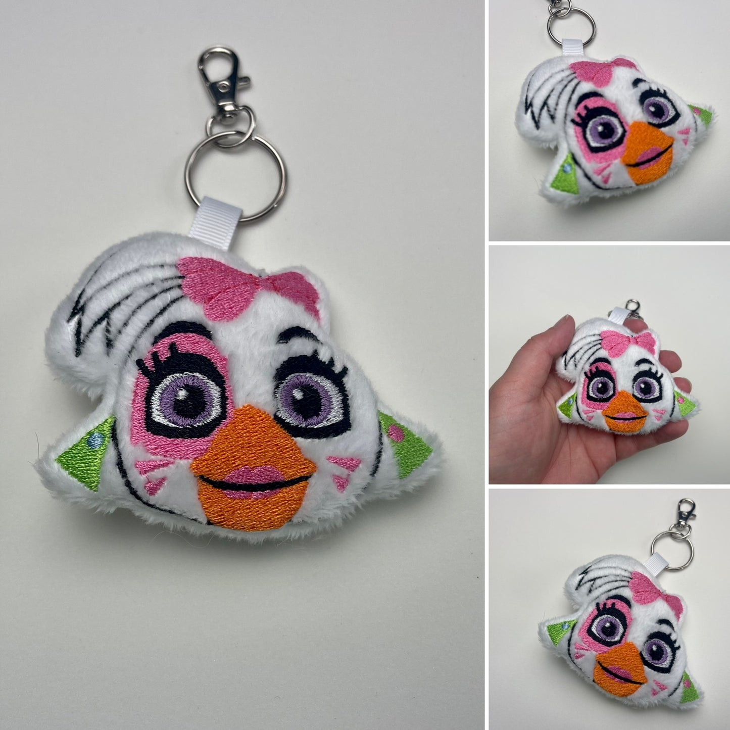 Punk Rock Chick Plush Charm, Guitarist Chicken, RockStar Keychain, Horror, Monsters, Handmade Plushie Keychain, Video Game Inspired, Made to Order