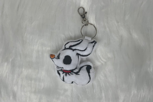 Ghost Dog Plush Keychain, Animal Monsters, Handmade Plushie Keychain, Made to Order